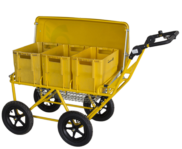 Mail delivery trolley pneumatic tired